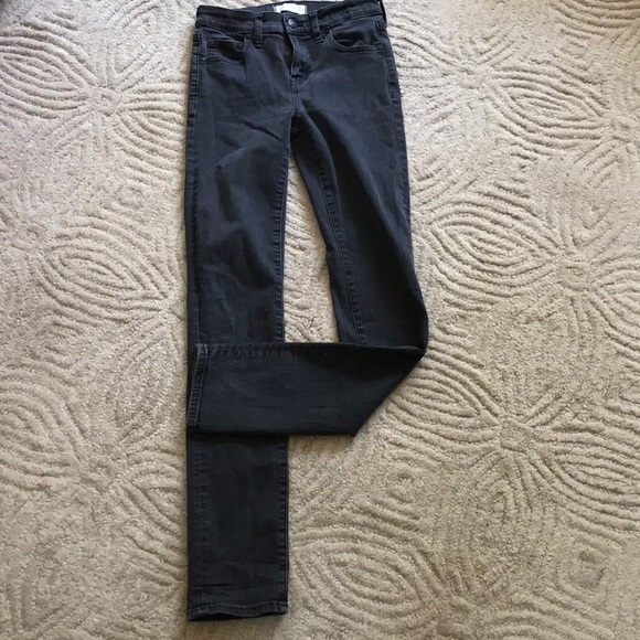 MADEWELL 25 Black Alley Straight Jeans in Raw Wash Skinny Cotton Poly Stretch - Picture 2 of 9